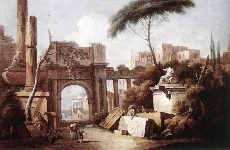 ZAIS, Giuseppe Ancient Ruins with a Great Arch and a Column France oil painting art